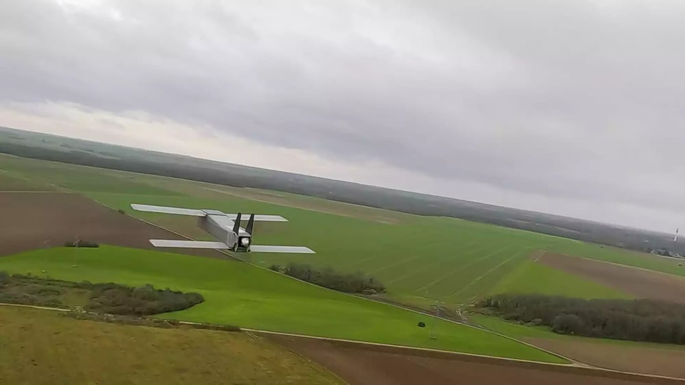 Drone kamikaze Toutatis lors d'un vol d'essai.